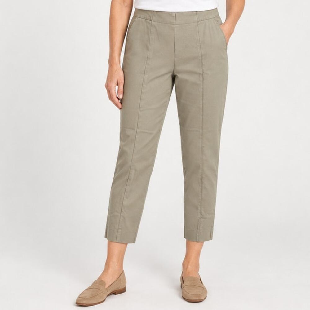 J Jill Essential Seamed Slim Ankle Pants 10 Petite Beige Pockets Pull on